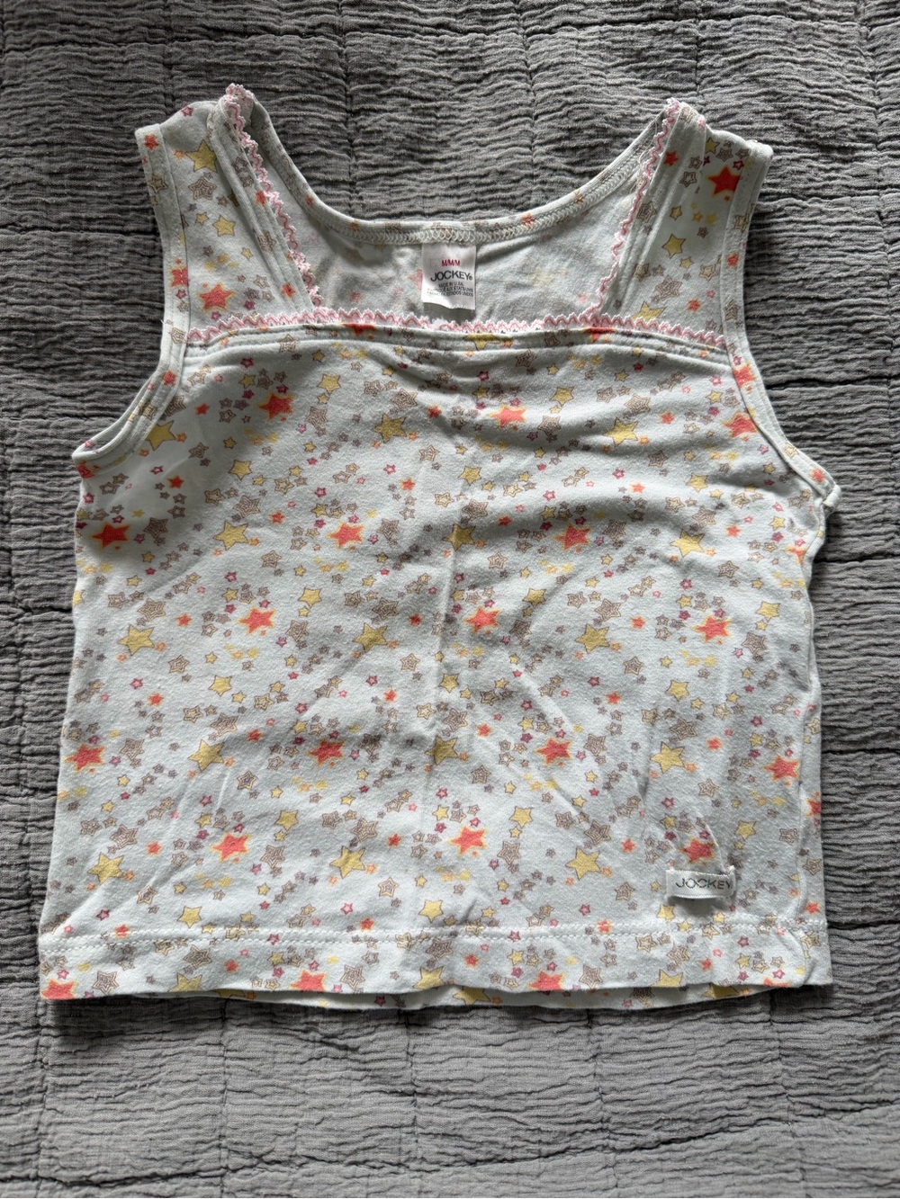 Jockey Girls White Tank Top with Yellow and Pink Star Print